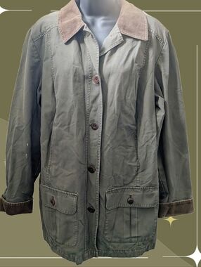 ✨Sale LL Bean Tiktok Viral Olive Green And Brown Corduroy Chore Barn Coat Size M